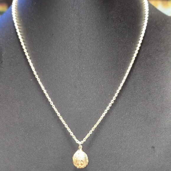 Gold Tone Necklace Chain with Filigree Disco Ball 22 - Picture 2 of 3